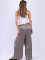 Wide Leg Plain Satin Pant