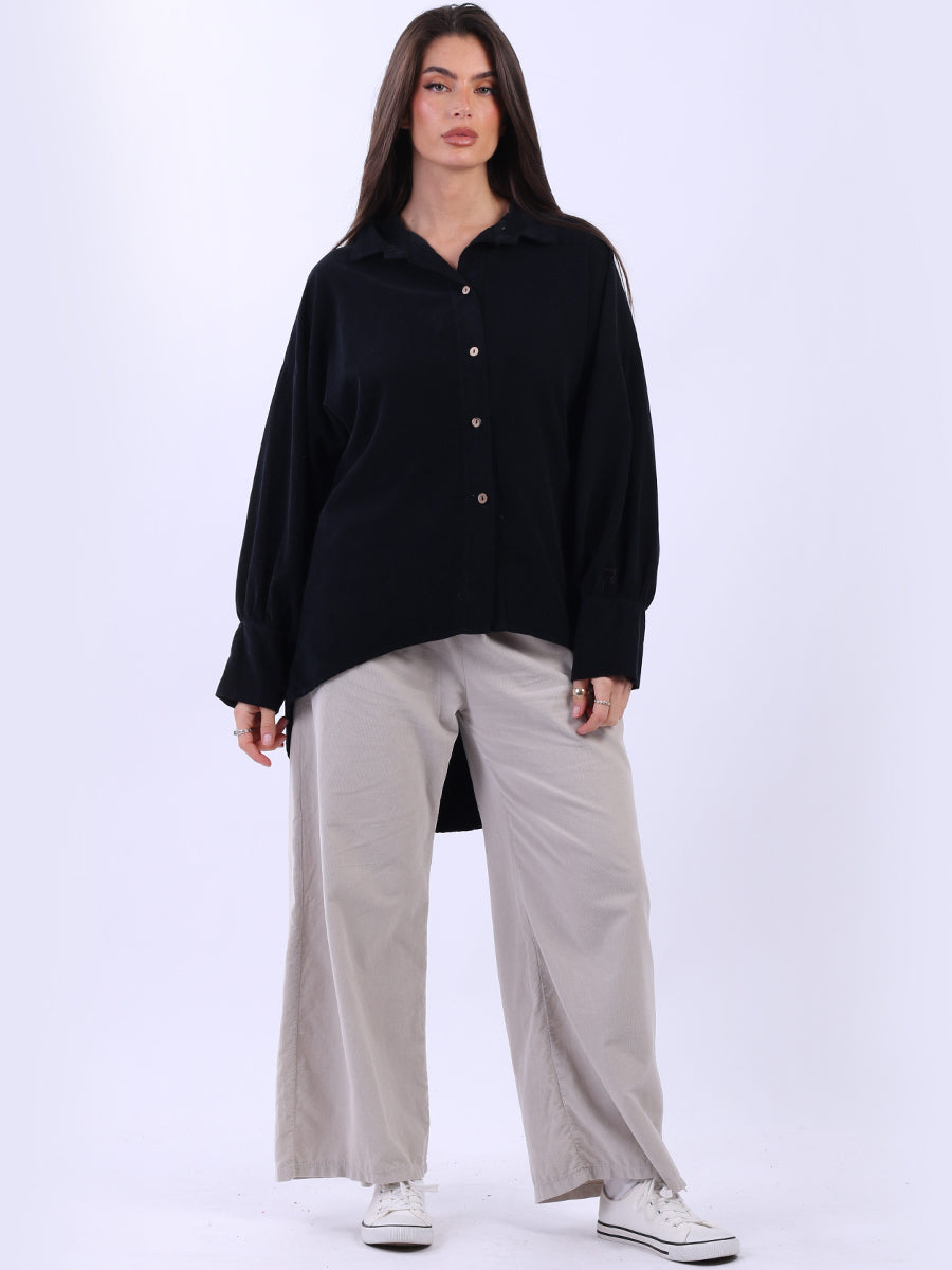 Button Down Corduroy Shirt Black