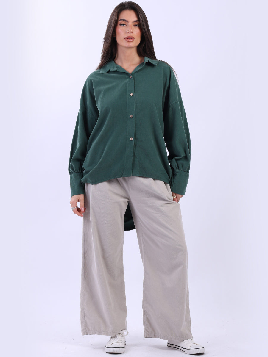 Button Down Corduroy Shirt Bottle Green