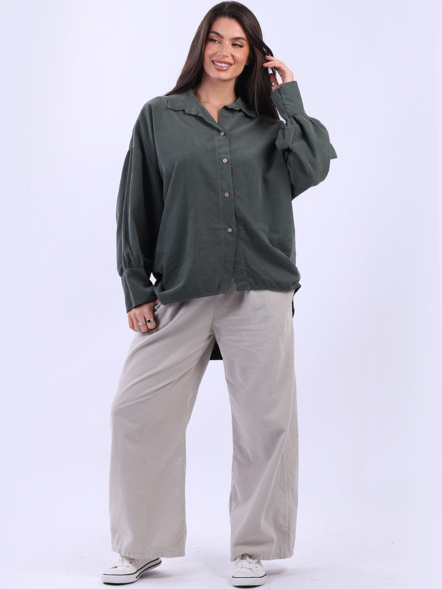 Button Down Corduroy Shirt Khaki