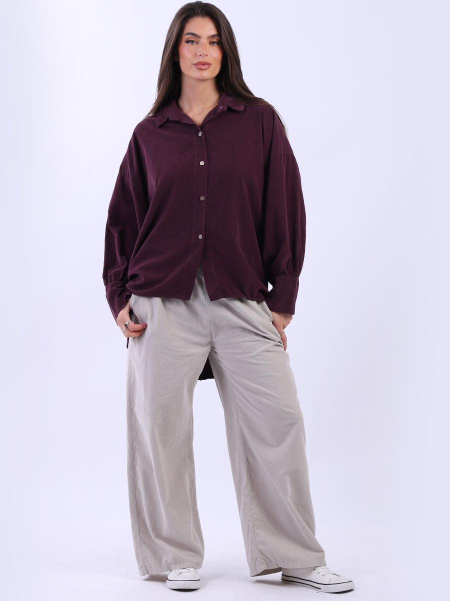Button Down Corduroy Shirt Wine