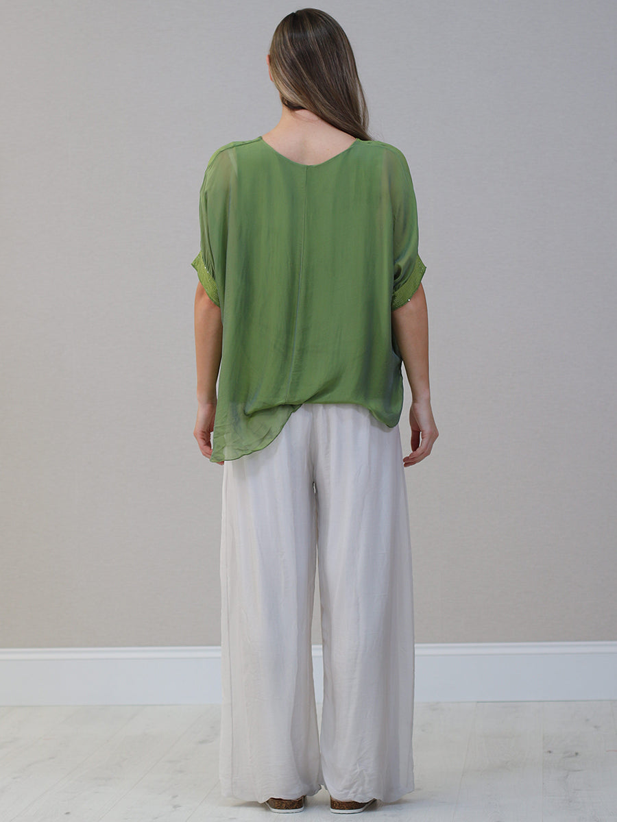 Chunky Twin Sequin Ladies Silk Top