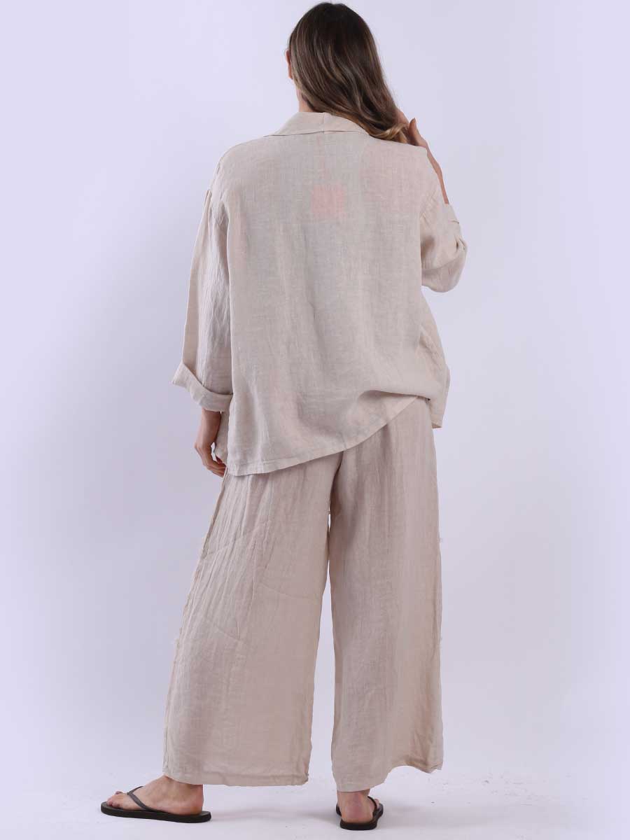 Women Front Button Solid Linen Jacket