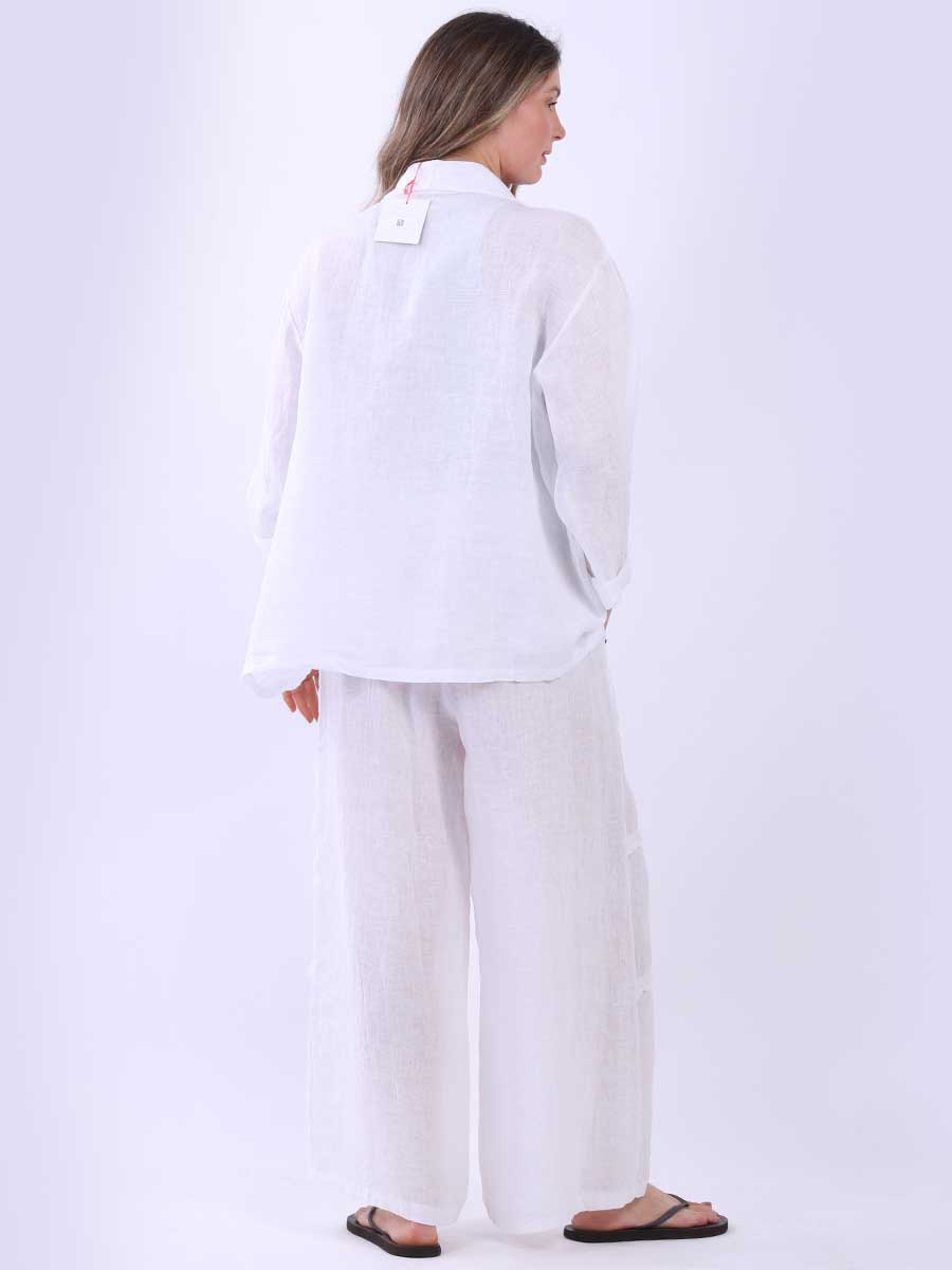 Women Front Button Solid Linen Jacket