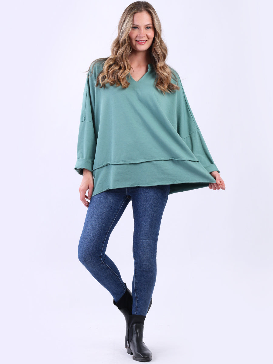 Cotton Baggy Tunic Top Ocean Blue 