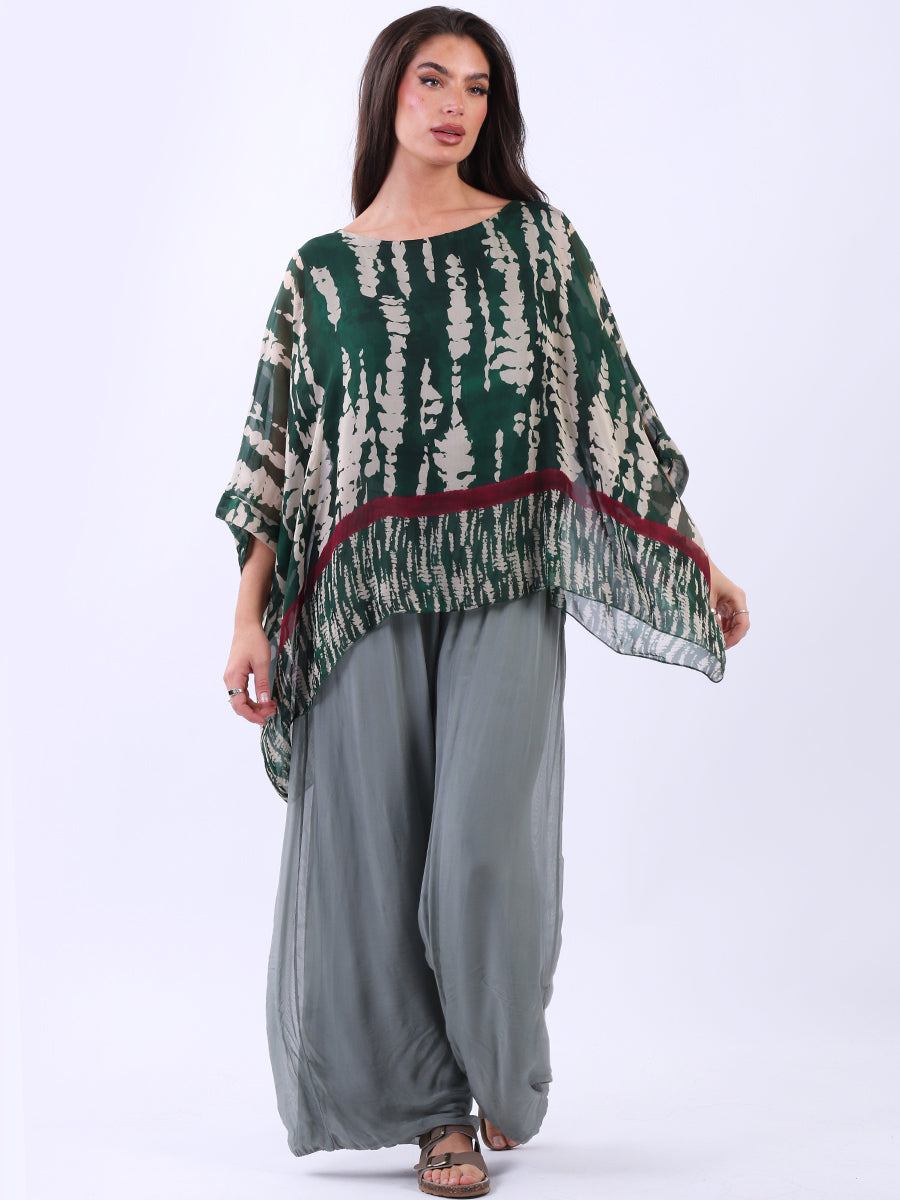 Batwing Two Layered Leopard Print Silk Tunic