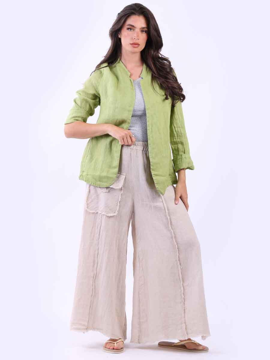 Ladies Open Front Solid Linen Jacket