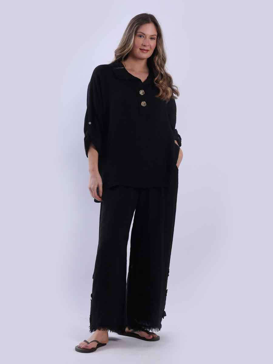 Linen Baggy Top Black
