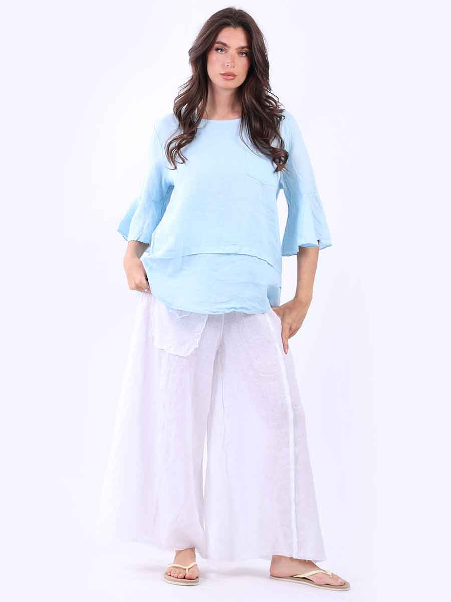 Bell Arms Solid Linen Baggy Top