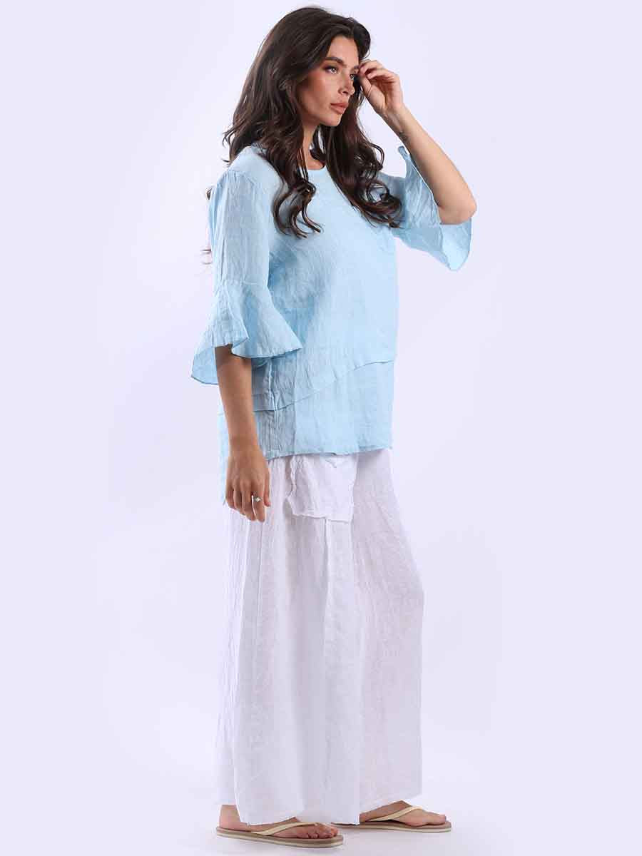 Bell Arms Solid Linen Baggy Top