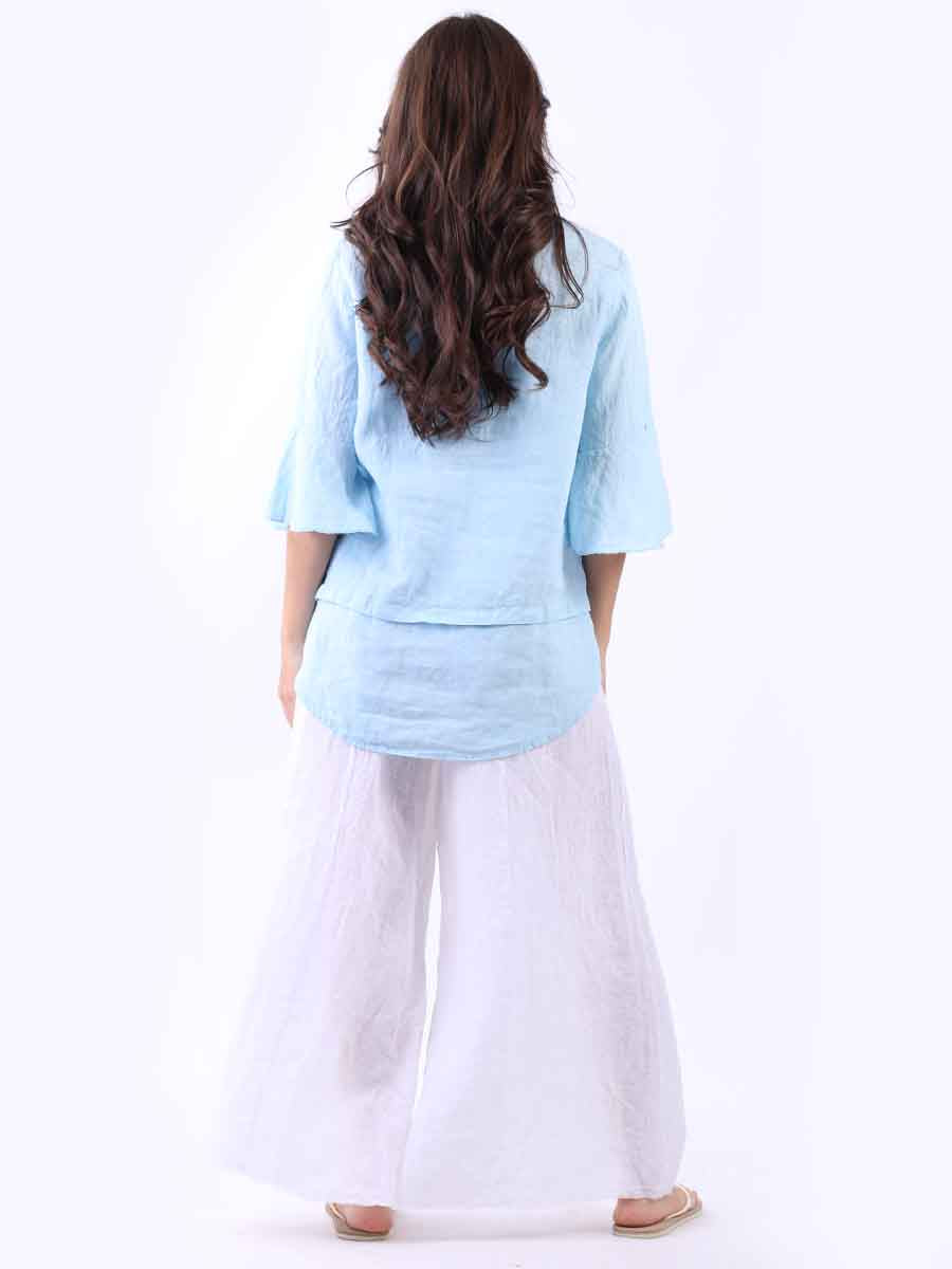 Bell Arms Solid Linen Baggy Top
