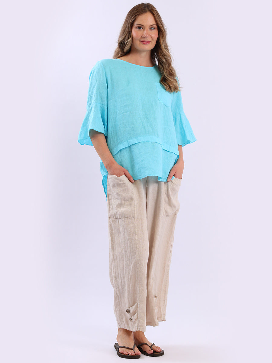 Bell Arms Solid Linen Baggy Top