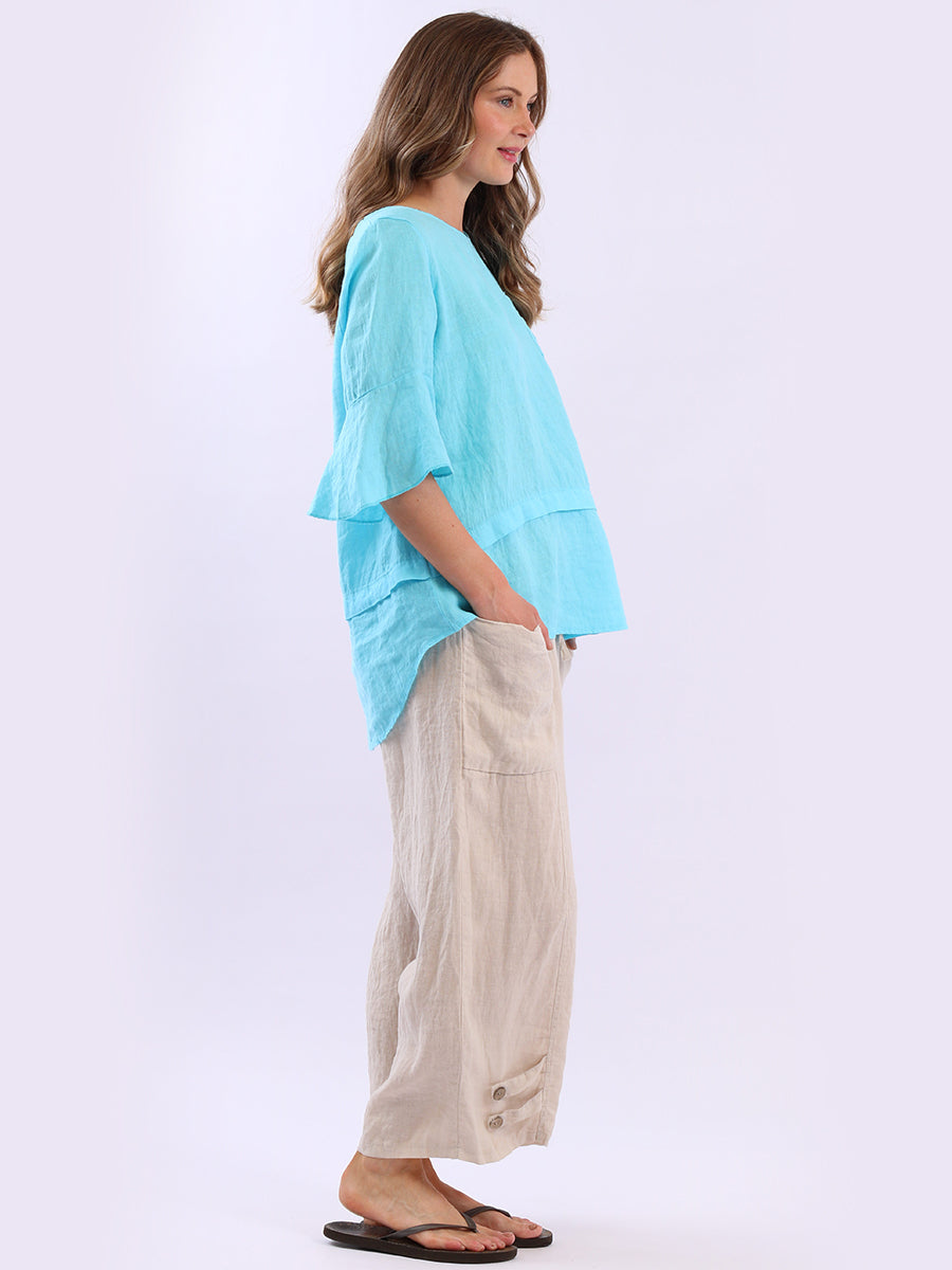 Bell Arms Solid Linen Baggy Top