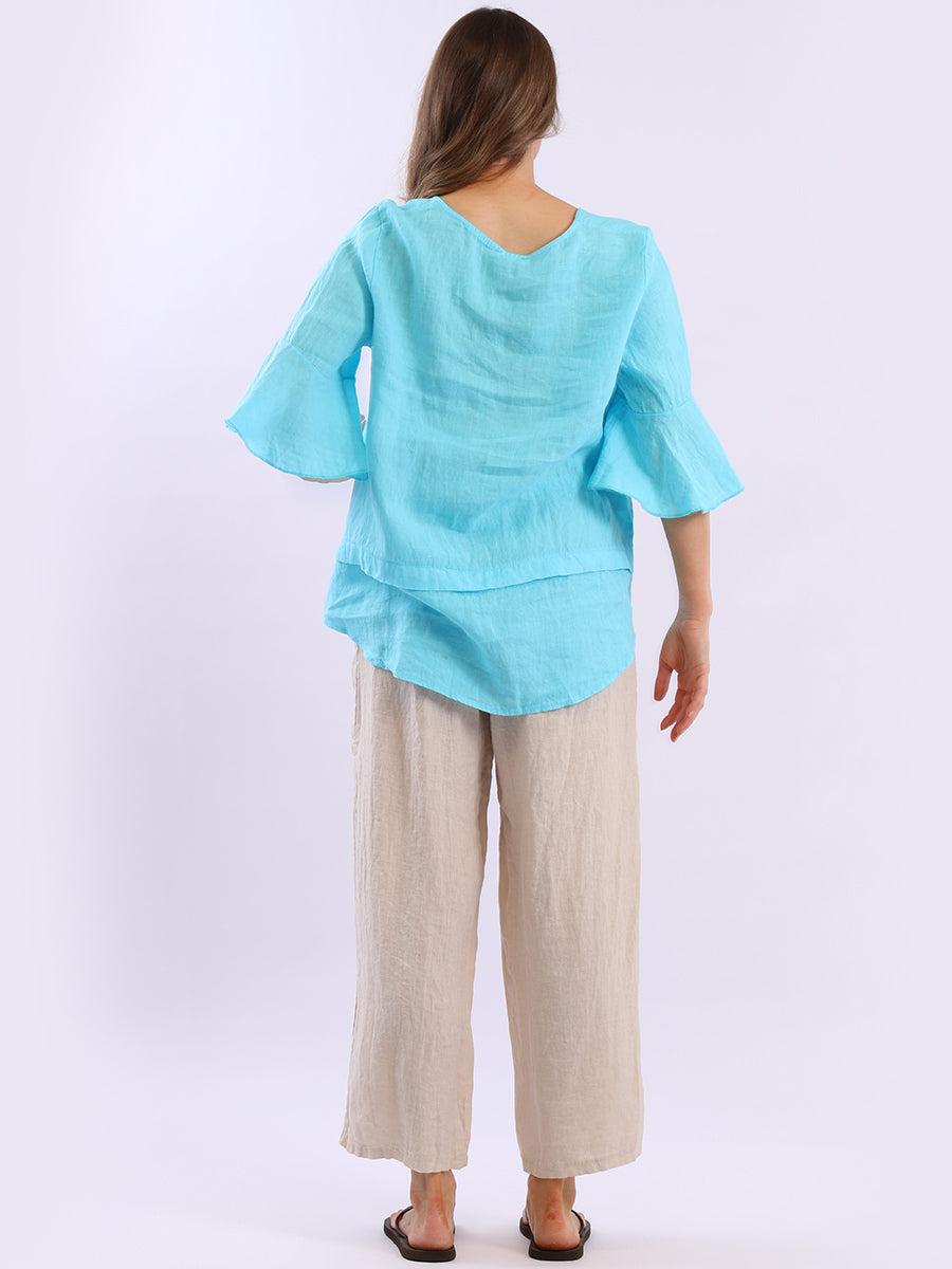 Bell Arms Solid Linen Baggy Top