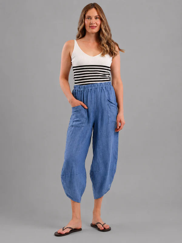 Ladies Relaxed Fit Tulip Hem Linen Trouser