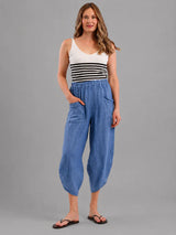 Ladies Relaxed Fit Tulip Hem Linen Trouser