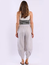 Ladies Relaxed Fit Tulip Hem Linen Trouser