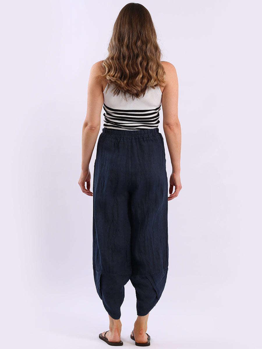 Ladies Relaxed Fit Tulip Hem Linen Trouser