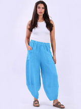 Ladies Relaxed Fit Tulip Hem Linen Trouser
