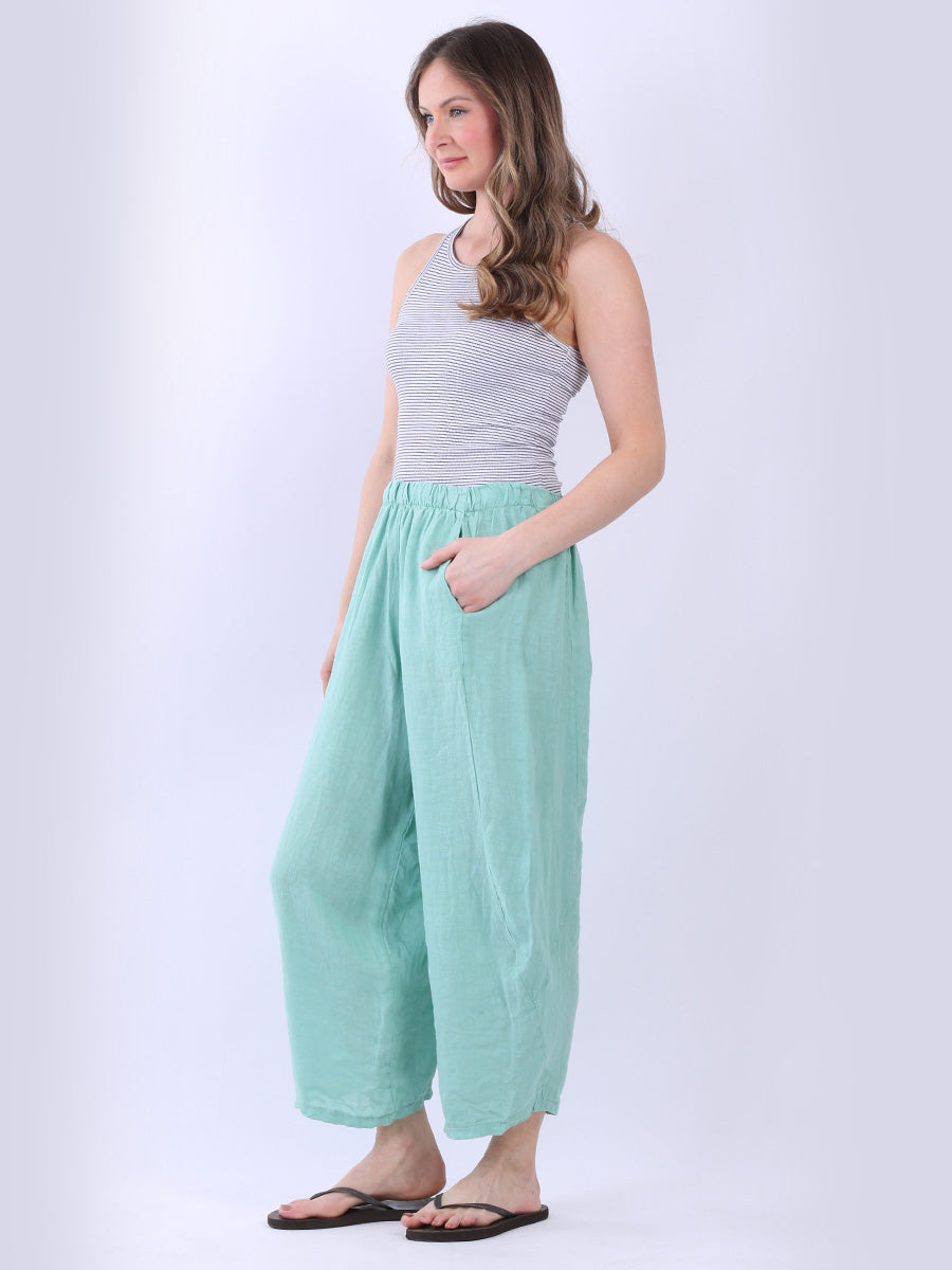 Plain Wide Leg Ladies Loose Linen Trouser