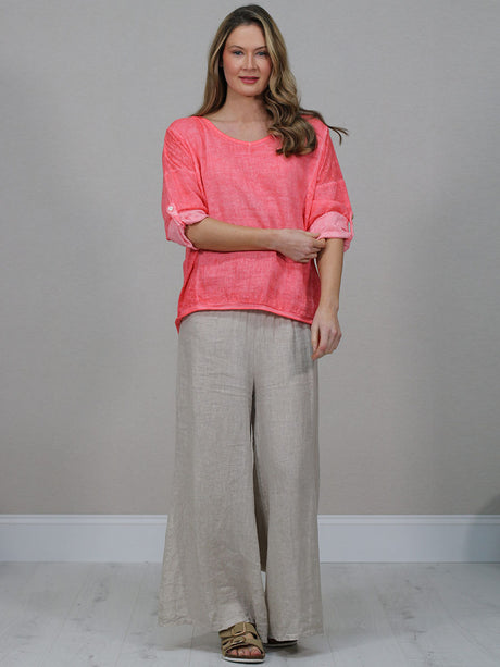 Vintage Wash Crop Top Coral