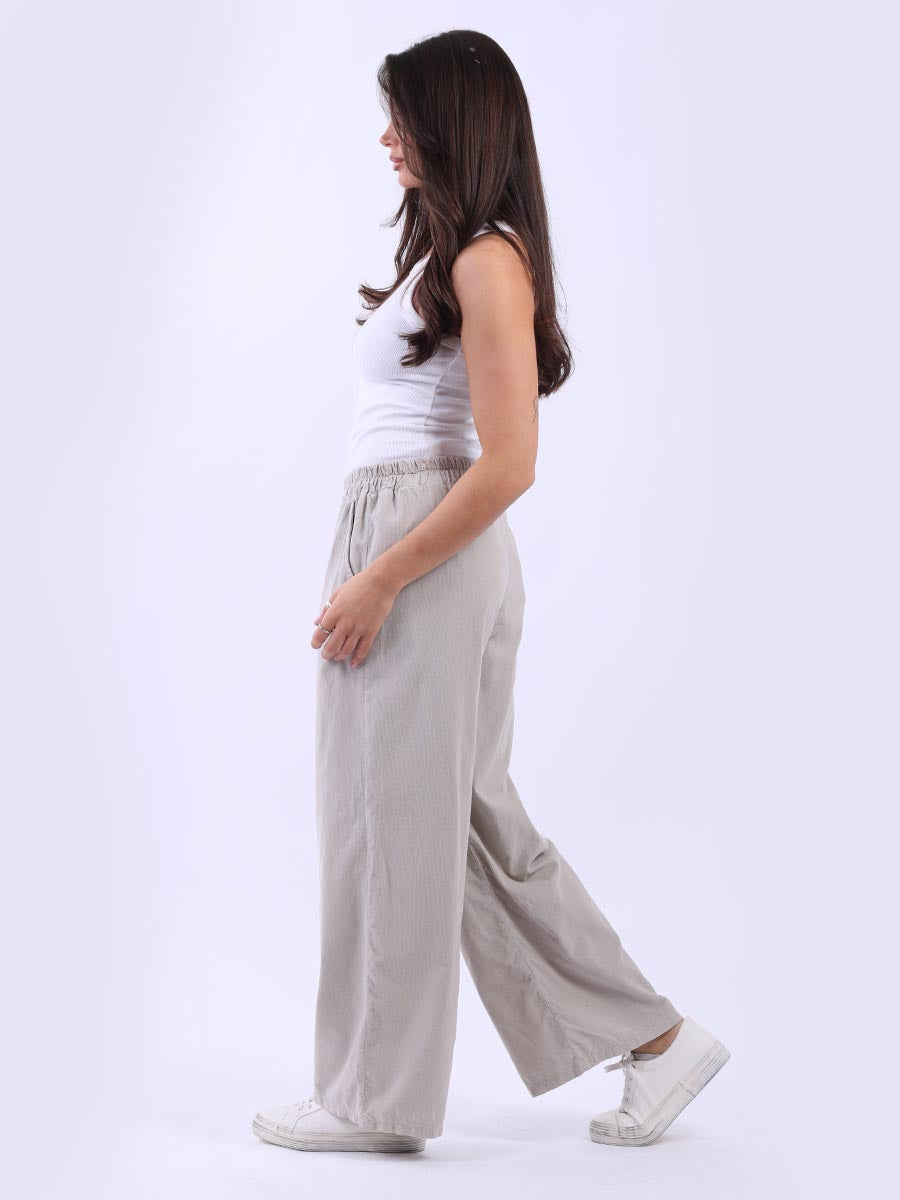 Ladies Solid Cotton Corduroy Regular Fit Pant