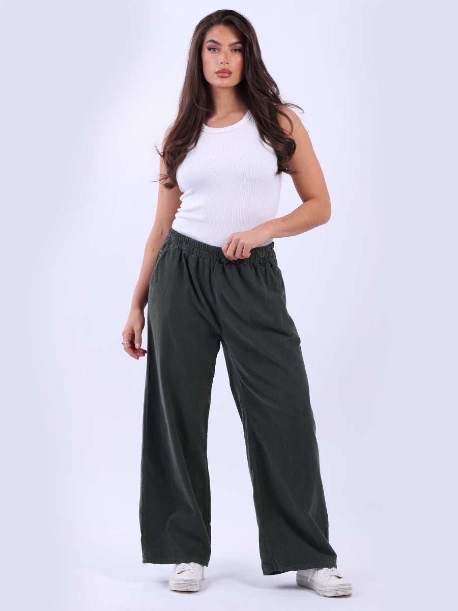 Cotton Corduroy Women Pant Khaki