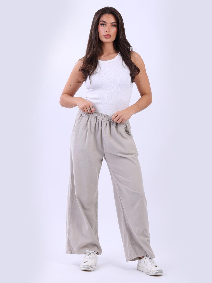 Cotton Corduroy Women Pant Beige
