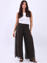 Ladies Wide Leg Plain Silk Harem Trouser