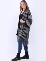 Italian Animal Print Woolen Knitted Longline Cardigan