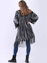 Italian Animal Print Woolen Knitted Longline Cardigan