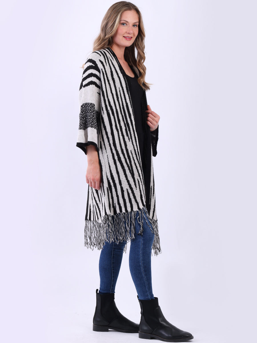 Italian Animal Print Woolen Knitted Longline Cardigan