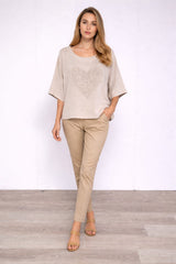 Cotton Crop Top Beige