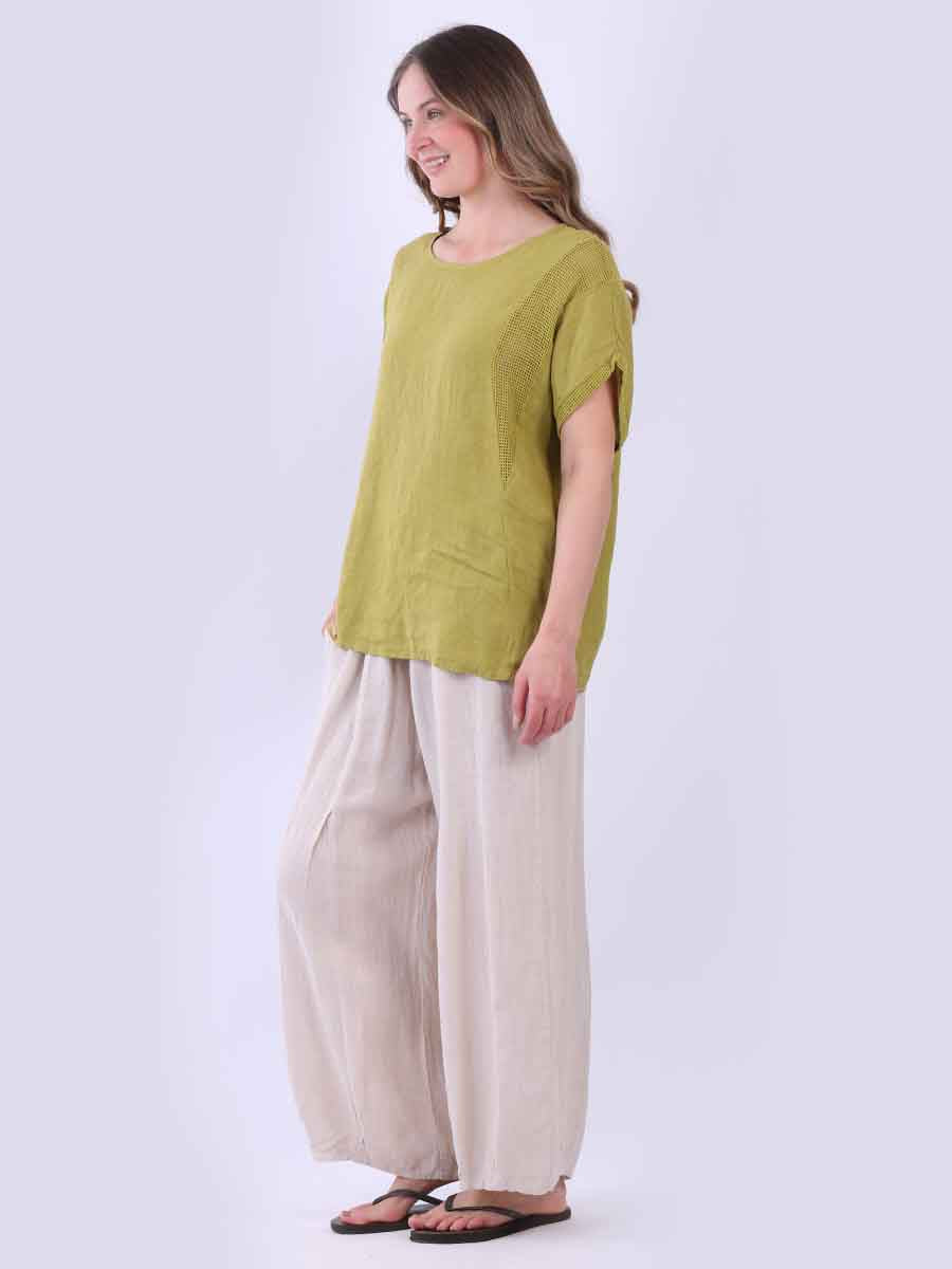 Plain Mesh Net Linen Casual Top