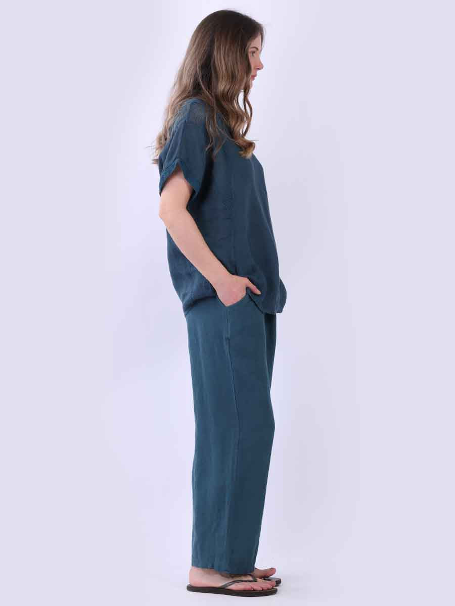 Plain Mesh Net Linen Casual Top