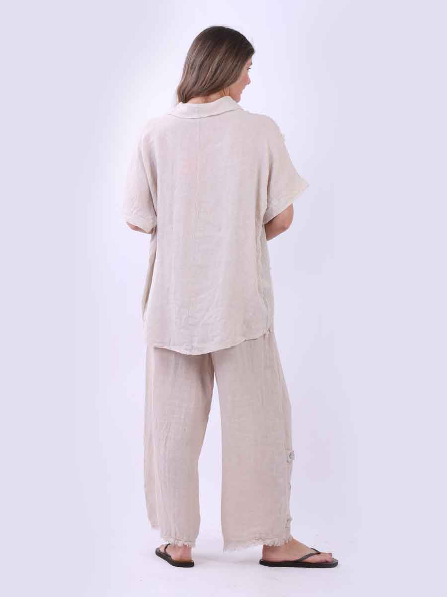 Cowl Neck Mesh Net Linen Top