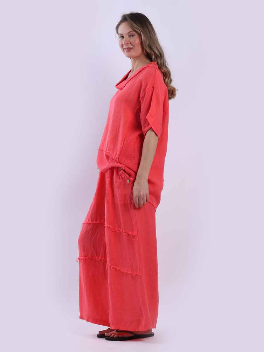 Cowl Neck Mesh Net Linen Top