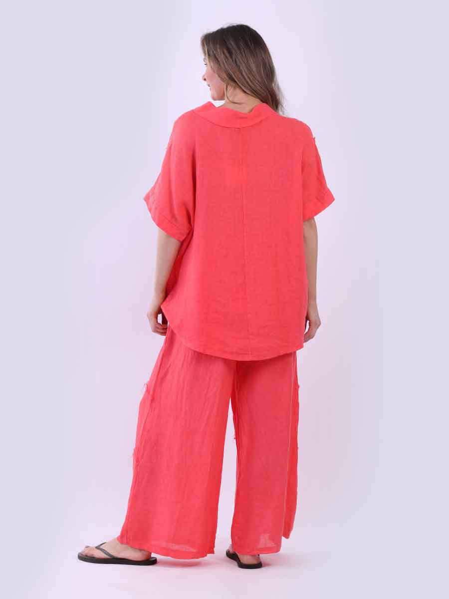 Cowl Neck Mesh Net Linen Top