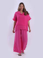 Mesh Net Linen Top Fuchsia