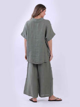 Cowl Neck Mesh Net Linen Top