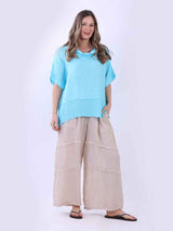 Mesh Net Linen Top Turquoise