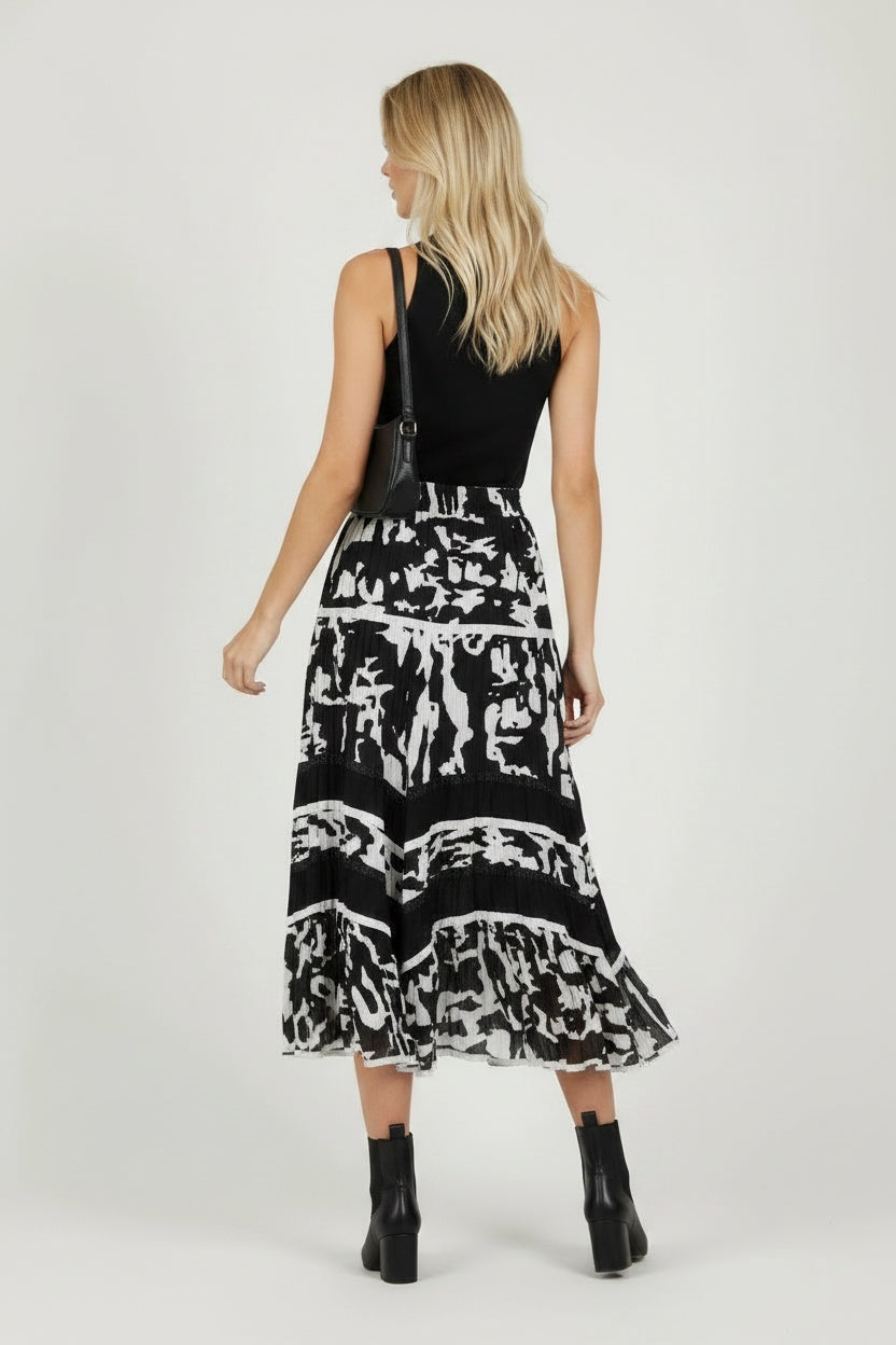 Abstract Print Cotton Skirt