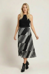Tiered Cotton Skirt Black