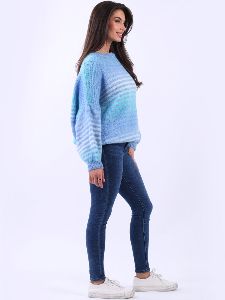 Women Stripy Woolen Knit Pullover