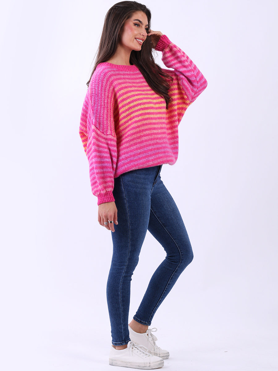 Women Stripy Woolen Knit Pullover