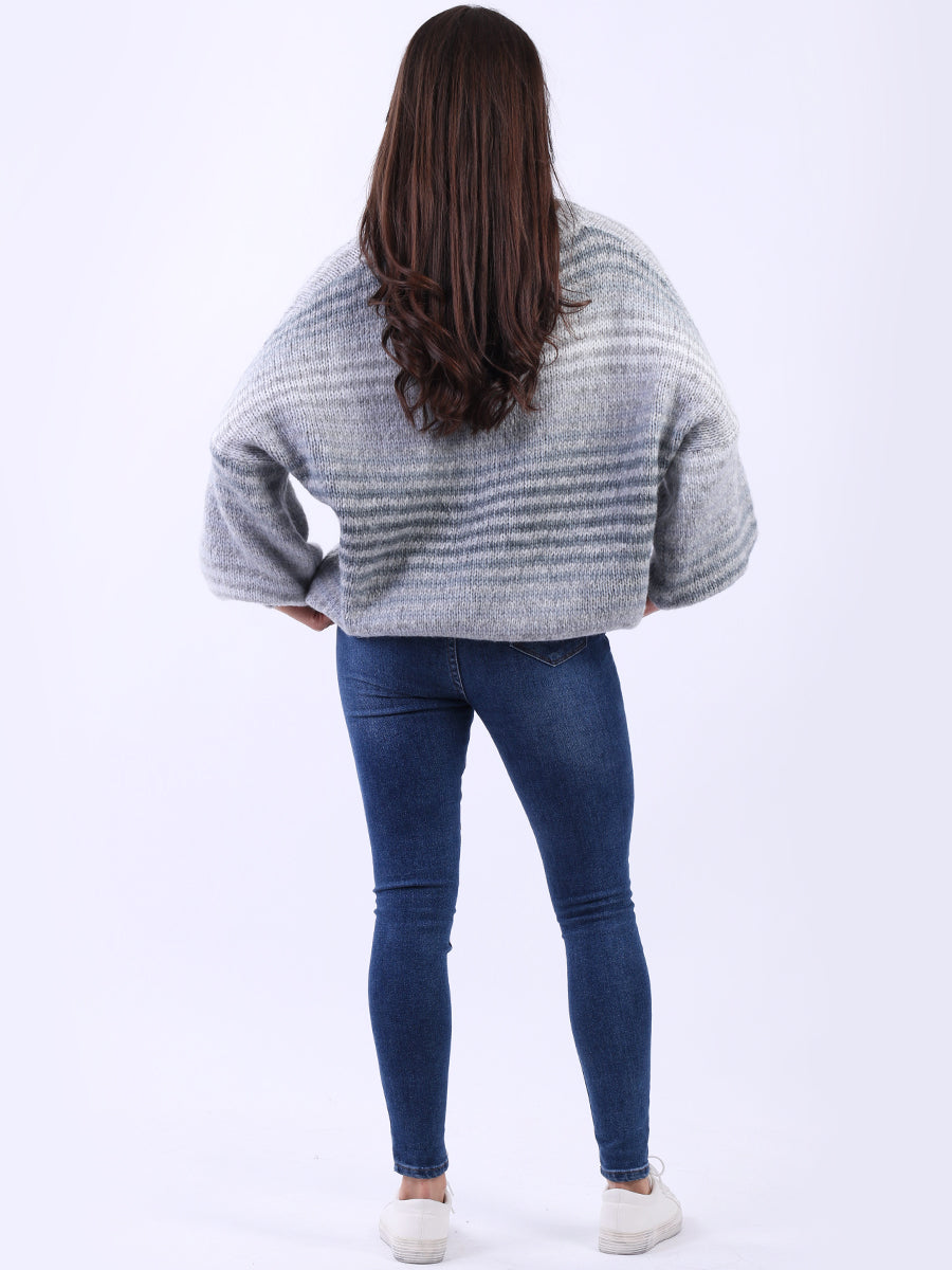 Women Stripy Woolen Knit Pullover