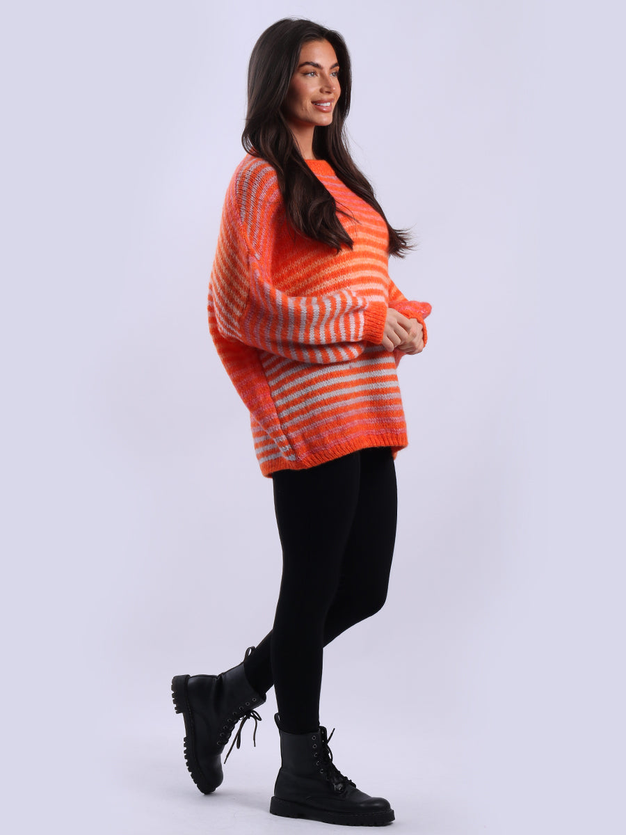 Women Stripy Woolen Knit Pullover