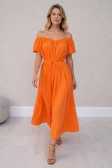 Off Shoulder Maxi Dress Orange