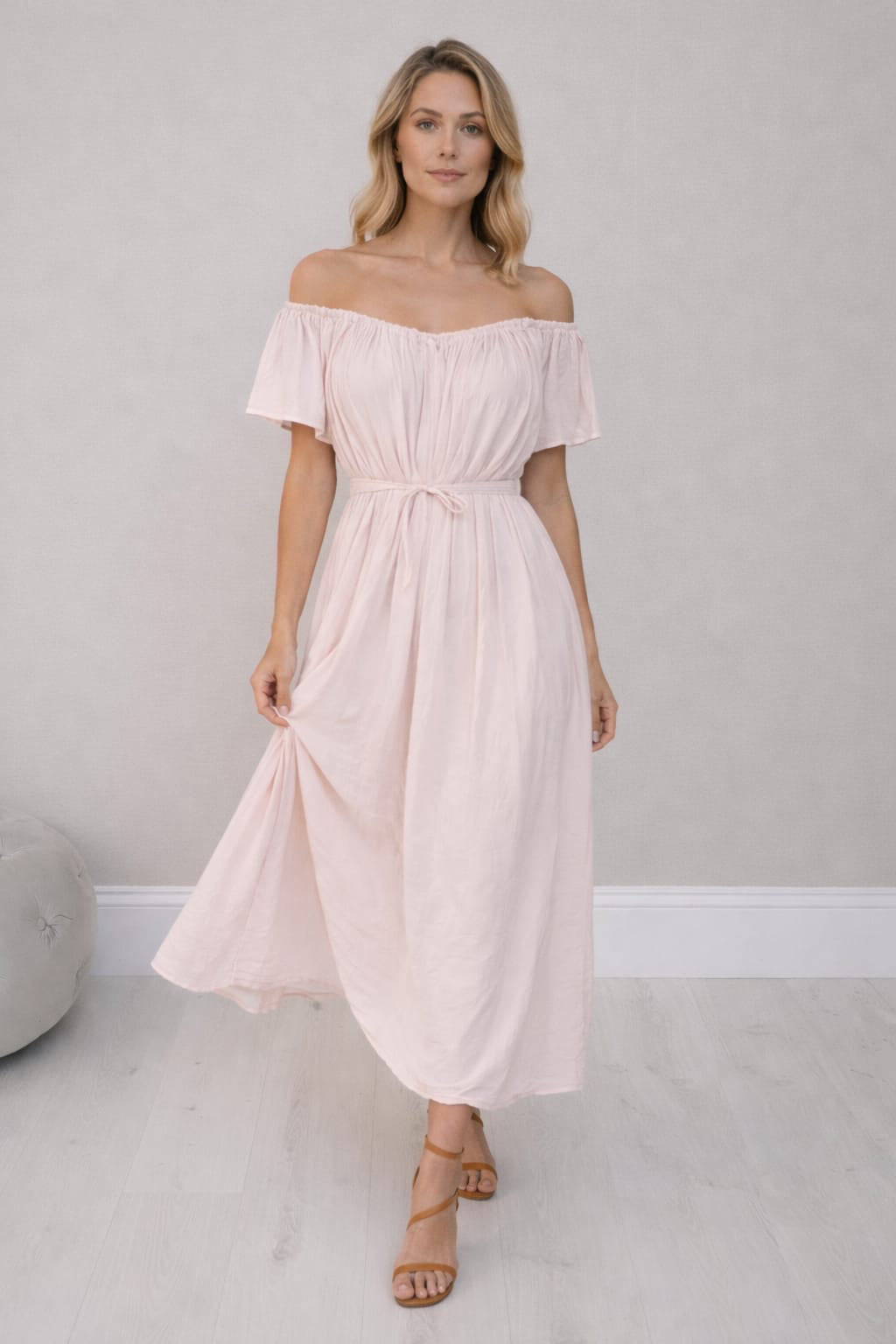 Off Shoulder Maxi Dress Pink