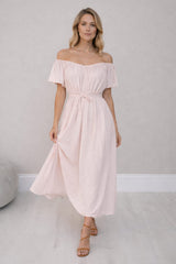 Off Shoulder Maxi Dress Pink